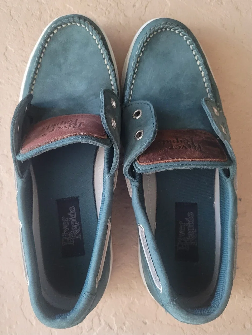 Size 10 River Rapids Top-Sider Casual Blue Leather Boat Shoe Men Loafers